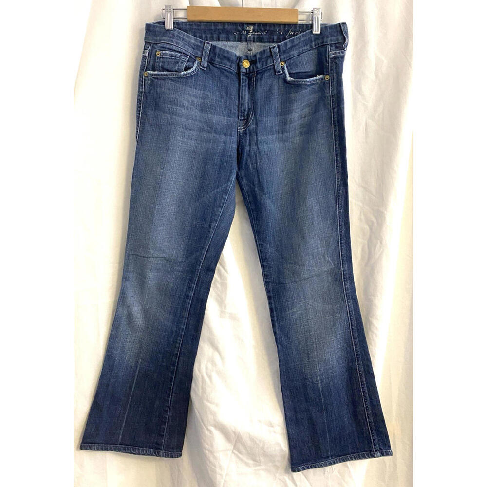 7 for all Mankind Women Jeans Sz 32 'A' Pocket Boot Cut Low Rise Med Wash -  032